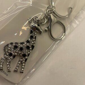 NEW! Mint Brand Silver Giraffe Keychain Purse Charm Rhinestones